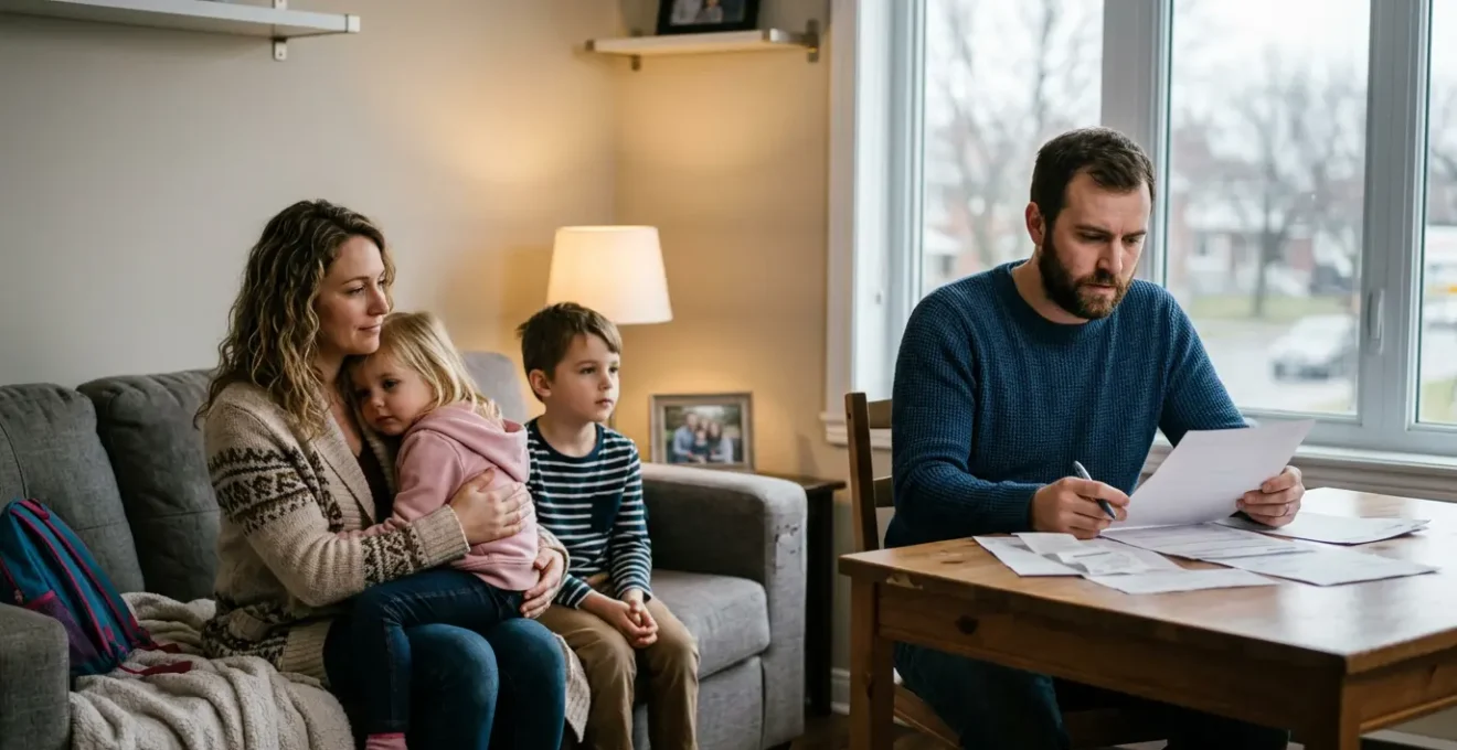 Famille québécoise temporairement relogée après un sinistre, couverte par les frais de subsistance de l'assurance habitation