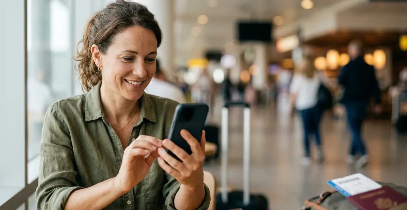 Voyageur québécois consultant les services d'assistance voyage inclus dans son contrat d'assurance